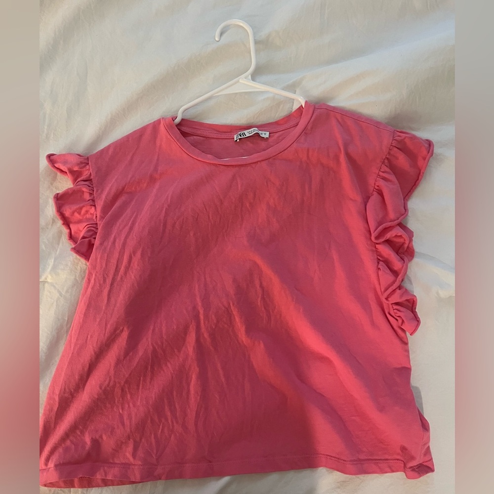 Zara pink ruffle top
